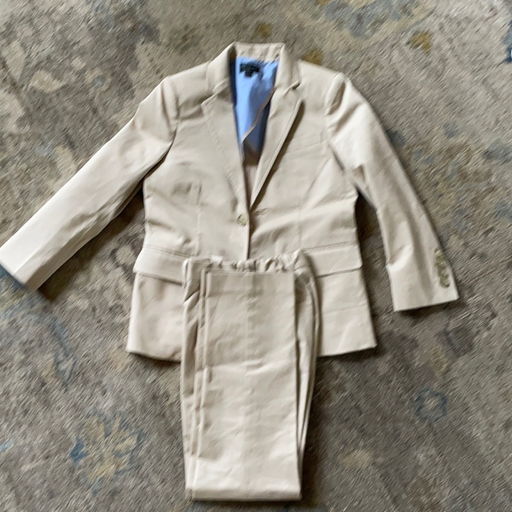 Boys J Crew Suit khaki Size 6-7 Jacket 7 Pant